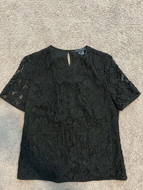 Black Lace Short-Sleeve Blouse - French Connection